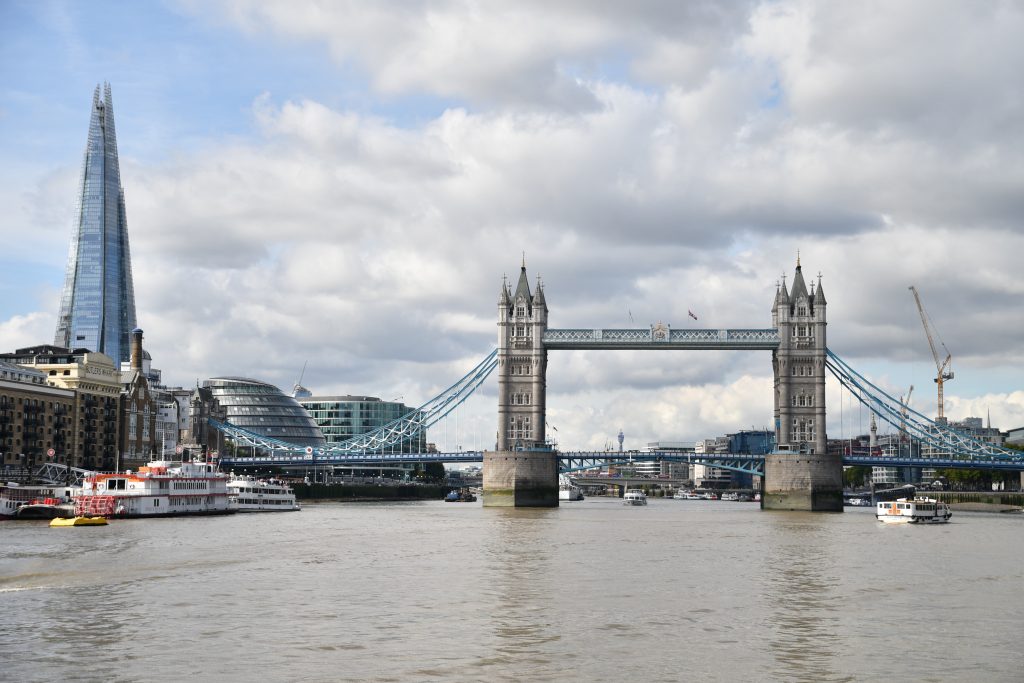 船の上から撮ったタワーブリッジ。グリニッジから帰りにクルーズ船を使ってここまで戻ってきた。