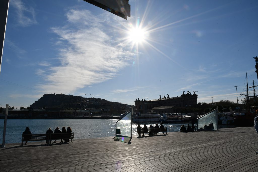 日差しが眩しいから帰ろう。