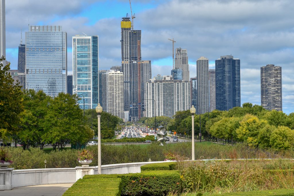 高層ビルがすごい。これはフィールド自然史博物館の公園からの眺め